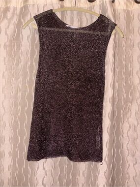 Zara Sparkly Sheer Black and Silver Shirt